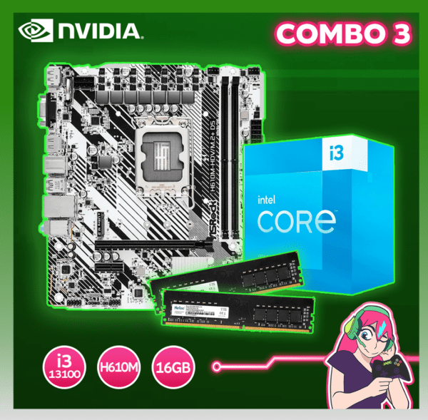 COMBO H610M-HDV/M.2+ D5 - CORE i3 13100 - 16 GB DDR4